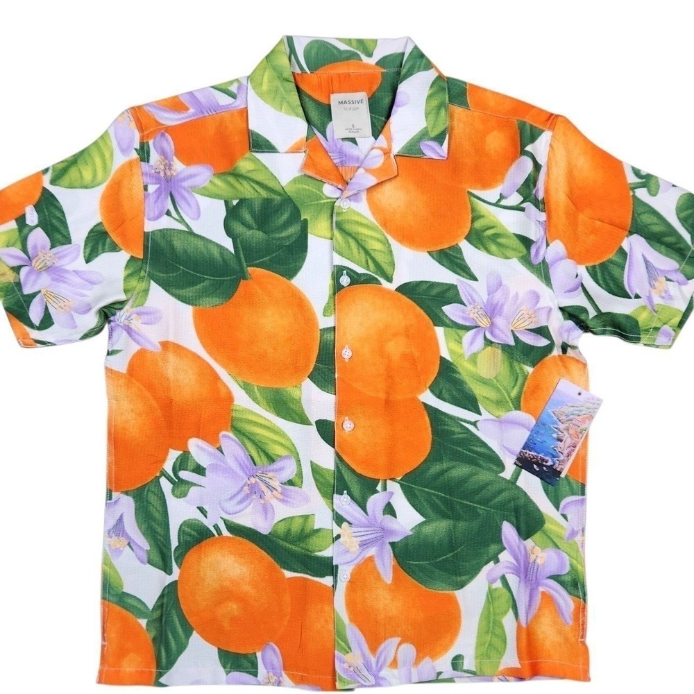 NEW Massive Luxury Hawaiian Tropical Short Sleeve Button Down Shirt Sz S Bold